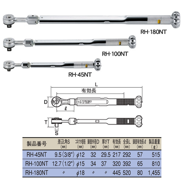 画像2: RH-45NT ラチェット形トルクレンチ TOPTOOLS トップ工業 374196 【送料無料】【激安】【セール】